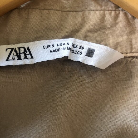 Zara short sleeve collared baby doll dress cotton Beige Small Lightweight Loose - Picture 3 of 10